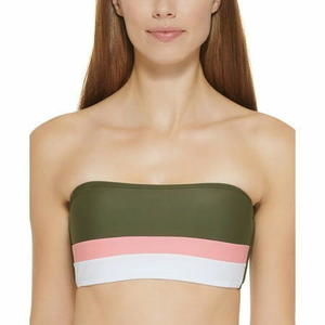 Dkny Women s Colorblocked Bandeau Bikini Top Swimsuit Green Size X-Large